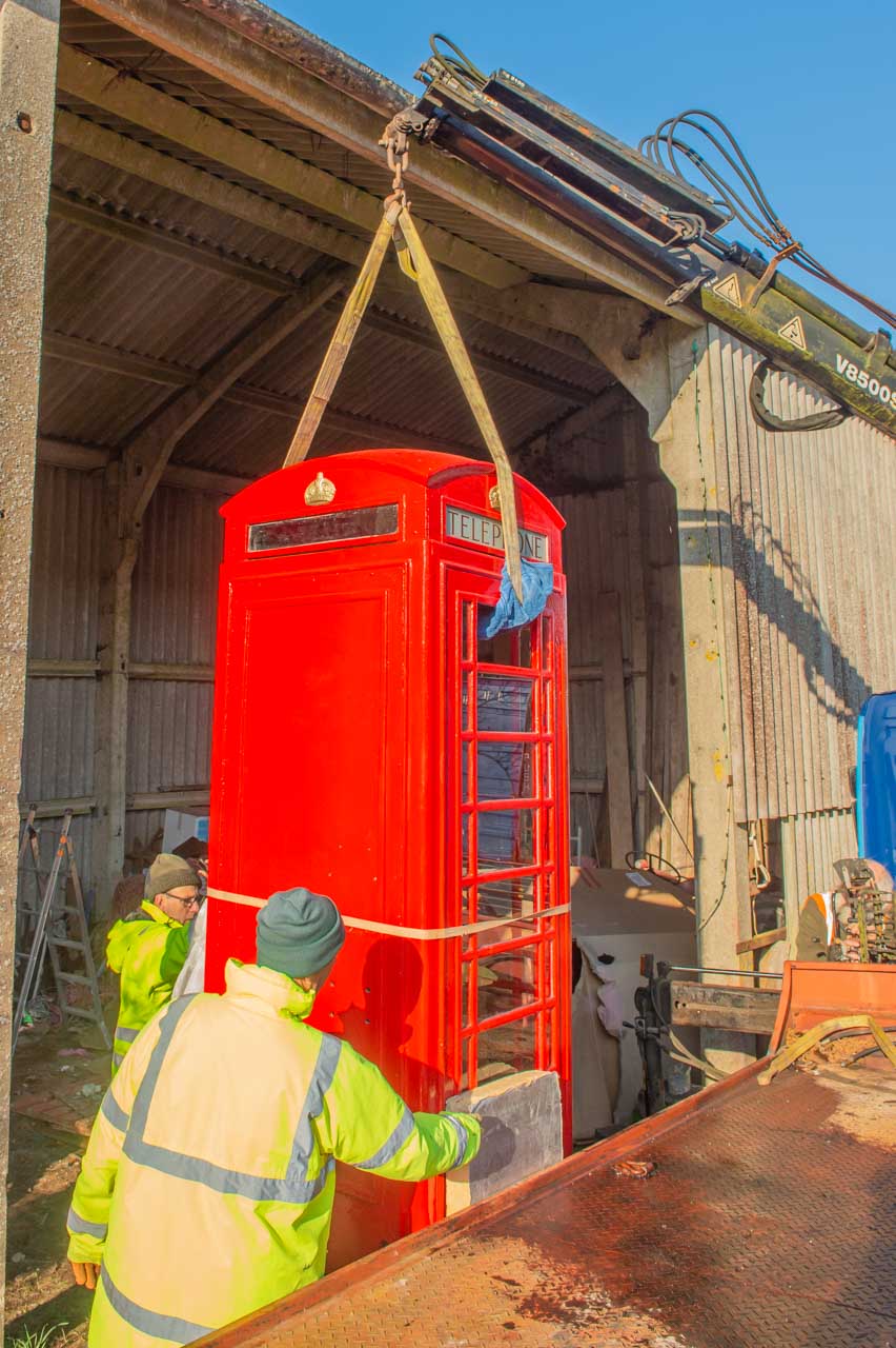 Preparing for the lift on to the lorry.